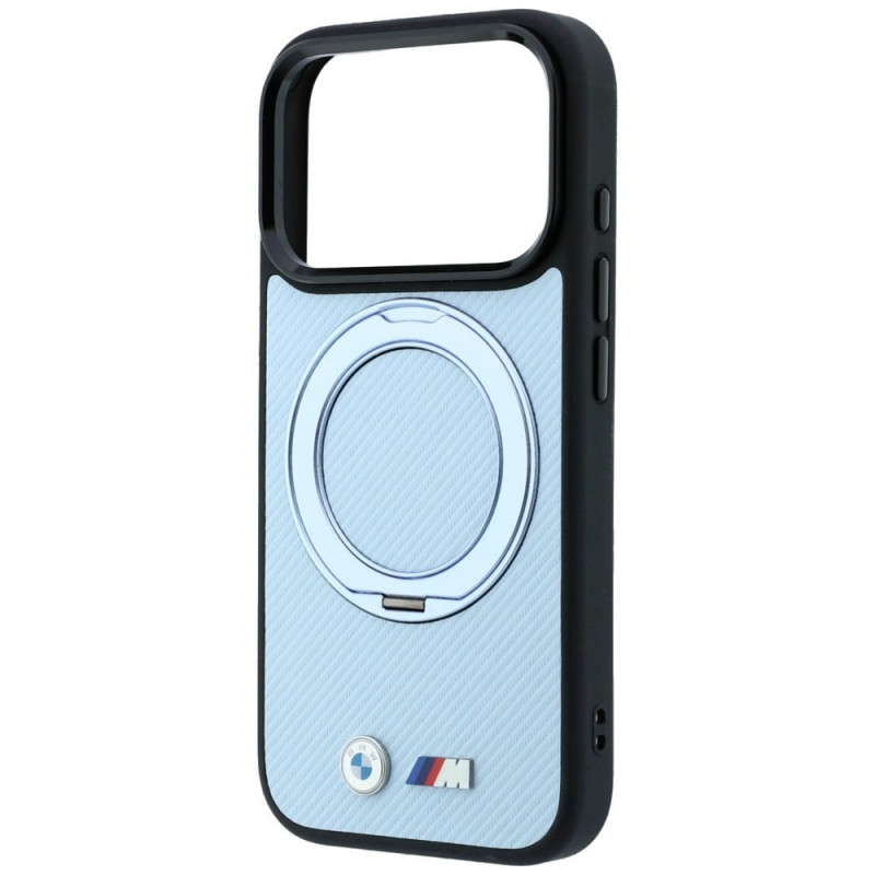 BMW Kevlar Ring Stand 360 MagSafe -suojakotelo Apple iPhone 18 Pro / 17 Pro -puhelimelle, sininen