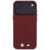 BMW M Carbon Printed Ring MagSafe -suojakotelo Apple iPhone 18 Pro / 17 Pro -puhelimelle, burgundy