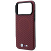 BMW M Carbon Printed Ring MagSafe -suojakotelo Apple iPhone 18 Pro / 17 Pro -puhelimelle, burgundy