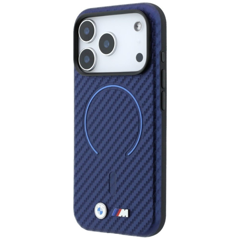 BMW M Carbon Printed Ring MagSafe -suojakotelo Apple iPhone 18 Pro / 17 Pro -puhelimelle, laivastonsininen