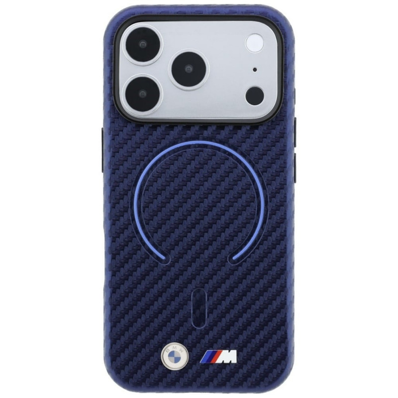 BMW M Carbon Printed Ring MagSafe -suojakotelo Apple iPhone 18 Pro / 17 Pro -puhelimelle, laivastonsininen
