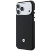 BMW Quilted Pattern Metal Logo -kuori ja lompakkosetti Apple iPhone 18 Pro / 17 Pro -puhelimelle, musta