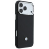 BMW Quilted Pattern Metal Logo -kuori ja lompakkosetti Apple iPhone 18 Pro / 17 Pro -puhelimelle, musta