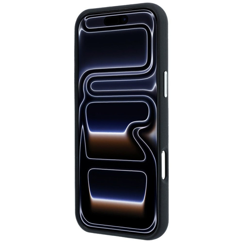 BMW Quilted Pattern Metal Logo -kuori ja lompakkosetti Apple iPhone 18 Pro / 17 Pro -puhelimelle, musta