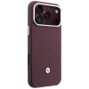 BMW Quilted Pattern Metal Logo -kuorisarja ja lompakkosarja Apple iPhone 18 Pro / 17 Pro -puhelimelle, burgundy