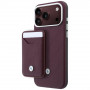 BMW Quilted Pattern Metal Logo -kuvioinen metallilogoinen kuori ja lompakkosetti Apple iPhone 18 Pro Max / 17 Pro Max -puhelimelle, burgundy
