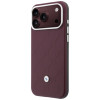 BMW Quilted Pattern Metal Logo -kuvioinen metallilogoinen kuori ja lompakkosetti Apple iPhone 18 Pro Max / 17 Pro Max -puhelimelle, burgundy