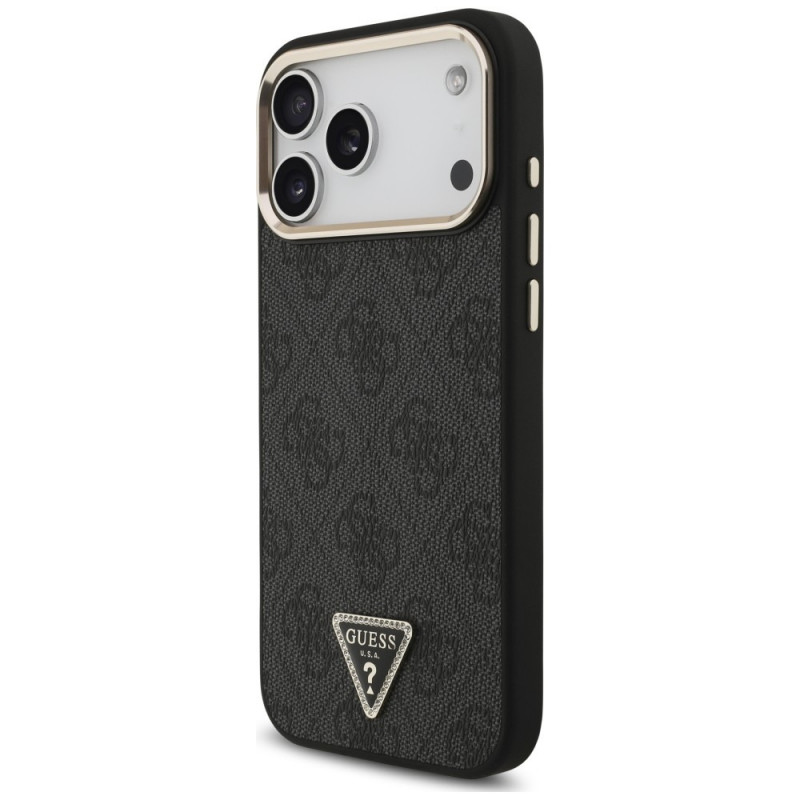 Guess 4G Triangle Logo MagSafe -suojakotelo Apple iPhone 18 Pro Max / 17 Pro Max -puhelimelle, musta-kulta
