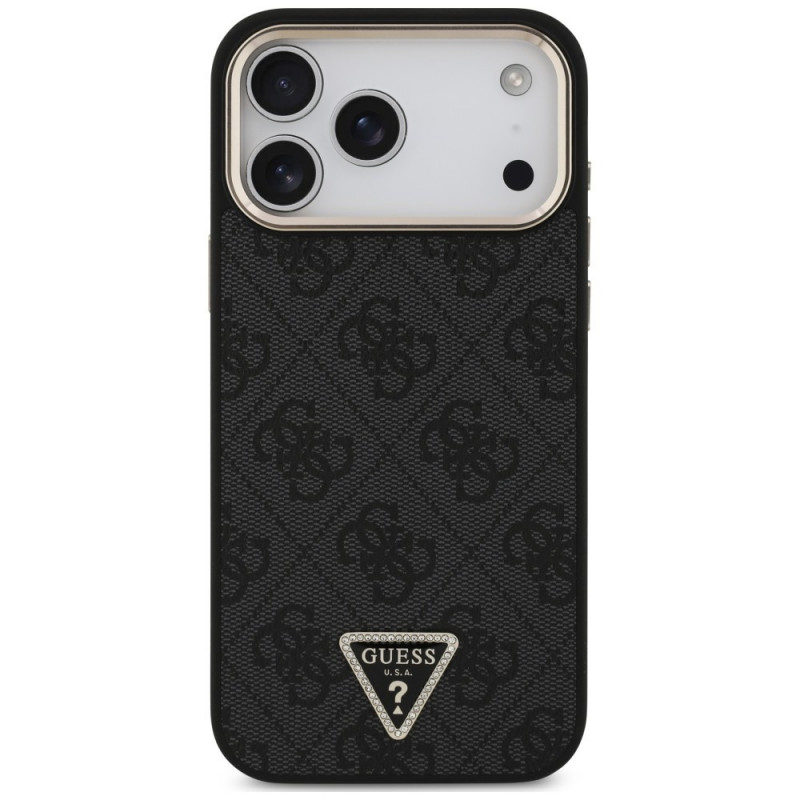 Guess 4G Triangle Logo MagSafe -suojakotelo Apple iPhone 18 Pro Max / 17 Pro Max -puhelimelle, musta-kulta