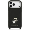 Karl Lagerfeld Saffiano Karl&Choupette Metal Pin CBDY Strap -kotelo Apple iPhone 18 Pro / 17 Pro -puhelimelle, musta