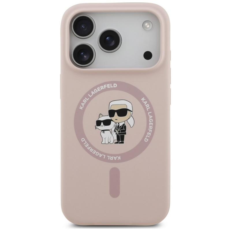 Karl Lagerfeld Silicone Karl&Choupette Ring MagSafe -suojakotelo Apple iPhone 18 Pro / 17 Pro -puhelimelle, musta