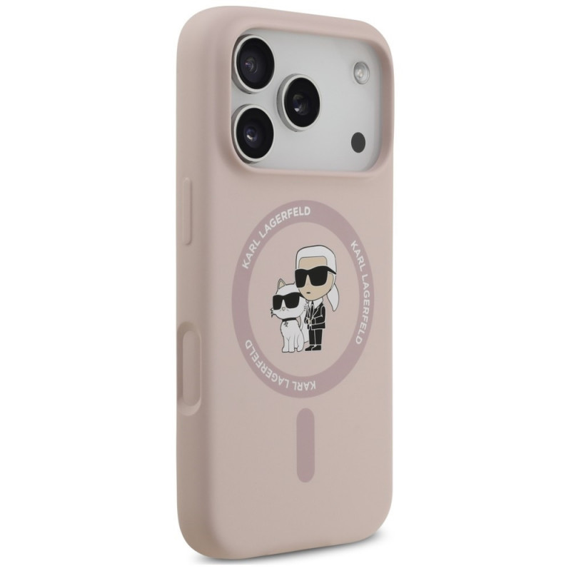 Karl Lagerfeld Silicone Karl&Choupette Ring MagSafe -suojakotelo Apple iPhone 18 Pro / 17 Pro -puhelimelle, musta