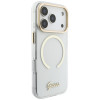 Guess IML Script Metal MagSafe -suojakotelo Apple iPhone 18 Pro / 17 Pro -puhelimelle, läpinäkyvä