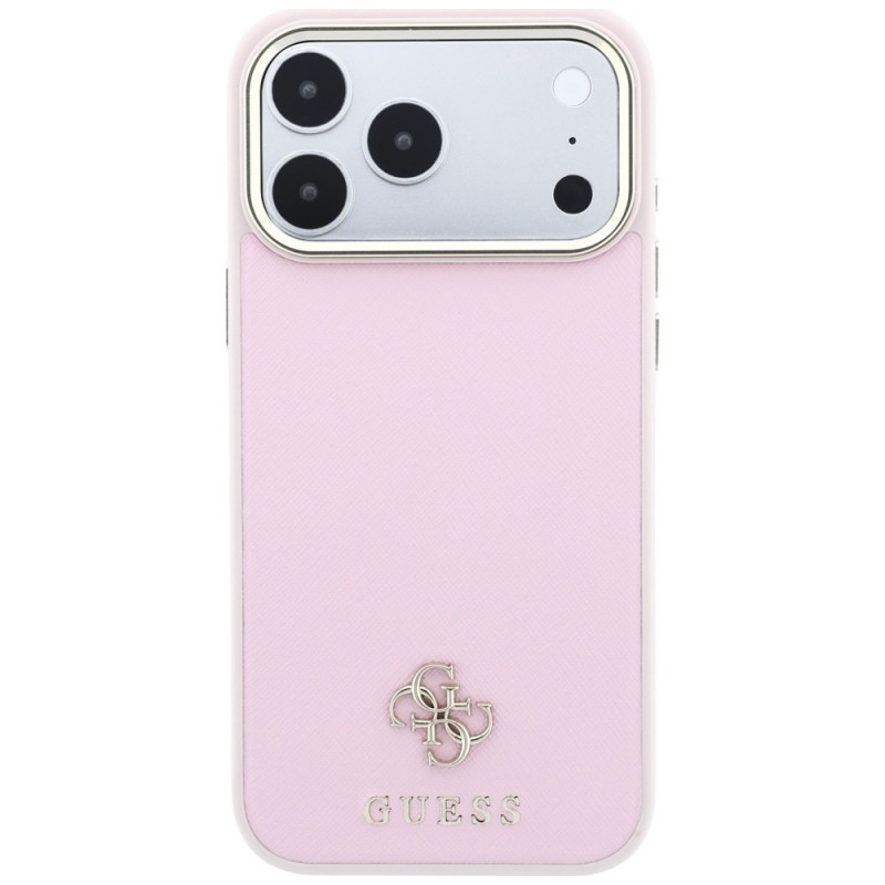 Guess Saffiano Small 4G & Classic Logo MagSafe -suojakotelo Apple iPhone 18 Pro / 17 Pro -puhelimelle, pinkki