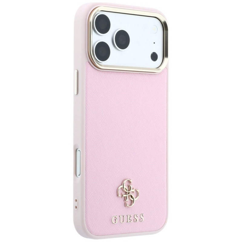 Guess Saffiano Small 4G & Classic Logo MagSafe -suojakotelo Apple iPhone 18 Pro / 17 Pro -puhelimelle, pinkki