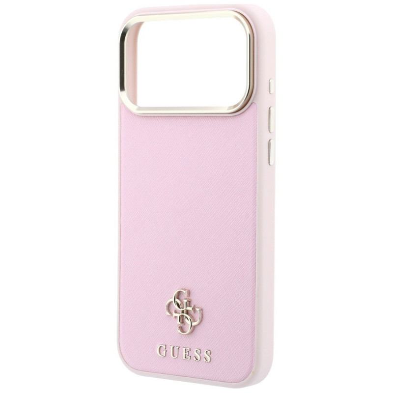 Guess Saffiano Small 4G & Classic Logo MagSafe -suojakotelo Apple iPhone 18 Pro / 17 Pro -puhelimelle, pinkki
