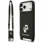 Karl Lagerfeld Saffiano Karl&Choupette Metal Pin CBDY Strap -suojakotelo Apple iPhone 18 Pro Max / 17 Pro Max -puhelimelle, musta