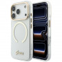 Guess IML Script Metal MagSafe -suojakotelo Apple iPhone 18 Pro Max / 17 Pro Max -puhelimelle, läpinäkyvä