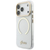 Guess IML Script Metal MagSafe -suojakotelo Apple iPhone 18 Pro Max / 17 Pro Max -puhelimelle, läpinäkyvä