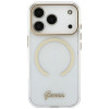 Guess IML Script Metal MagSafe -suojakotelo Apple iPhone 18 Pro Max / 17 Pro Max -puhelimelle, läpinäkyvä