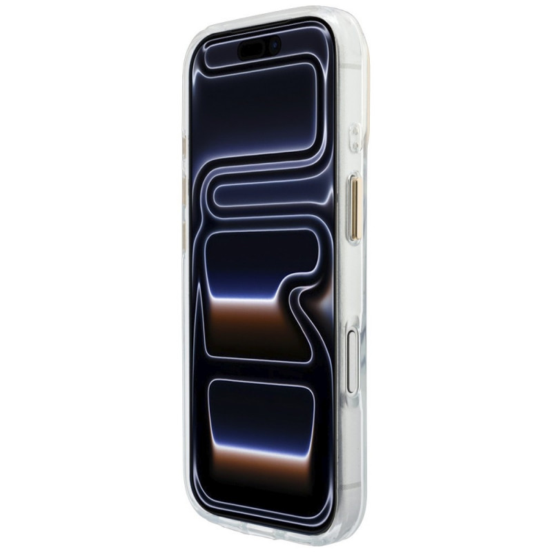 Guess IML Script Metal MagSafe -suojakotelo Apple iPhone 18 Pro Max / 17 Pro Max -puhelimelle, läpinäkyvä