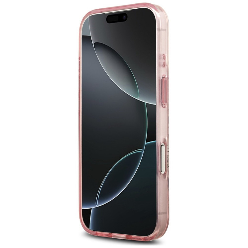 Guess IML Flower & Tonal Circle MagSafe -kuori Apple iPhone 18 Pro / 17 Pro -puhelimelle, vaaleanpunainen