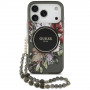 Guess IML Flowers Pearl Strap MagSafe -suojakotelo Apple iPhone 18 Pro / 17 Pro -puhelimelle, musta