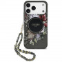 Guess IML Flowers Pearl Strap MagSafe -suojakotelo Apple iPhone 18 Pro Max / 17 Pro Max -puhelimelle, musta