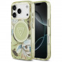 Guess IML Glitter Flowers Triangle MagSafe -suojakotelo Apple iPhone 18 Pro Max / 17 Pro Max -puhelimelle, vihreä