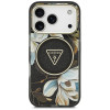 Guess IML Glitter Flowers Triangle MagSafe -kuori Apple iPhone 18 Pro Max / 17 Pro Max -puhelimelle, musta