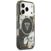 Guess IML Glitter Flowers Triangle MagSafe -kuori Apple iPhone 18 Pro Max / 17 Pro Max -puhelimelle, musta