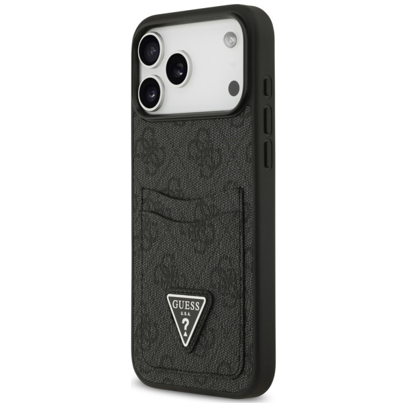 Guess 4G Double Card Triangle -suojakotelo Apple iPhone 18 Pro Max / 17 Pro Max -puhelimelle, musta
