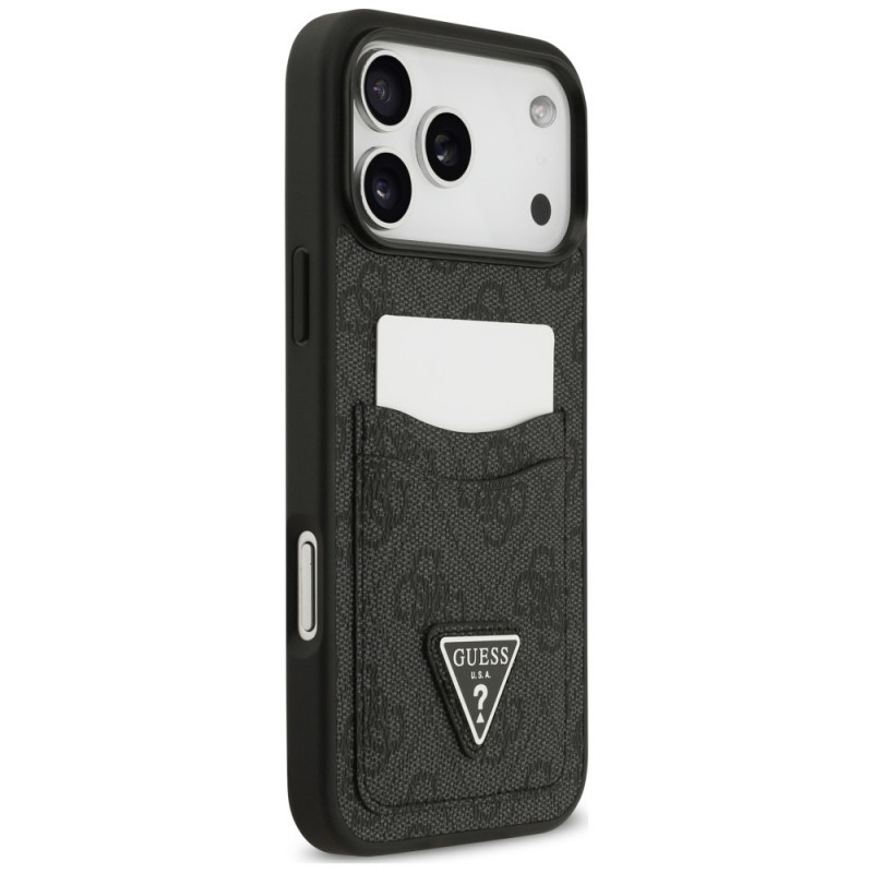 Guess 4G Double Card Triangle -suojakotelo Apple iPhone 18 Pro Max / 17 Pro Max -puhelimelle, musta