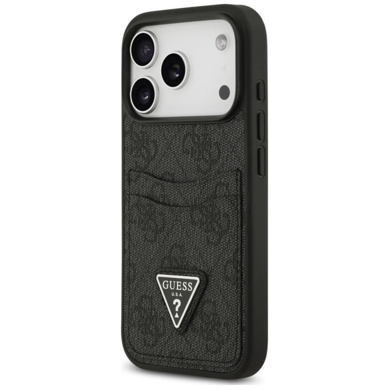 Guess 4G Double Card Triangle -suojakotelo Apple iPhone 18 Pro / 17 Pro -puhelimelle, musta
