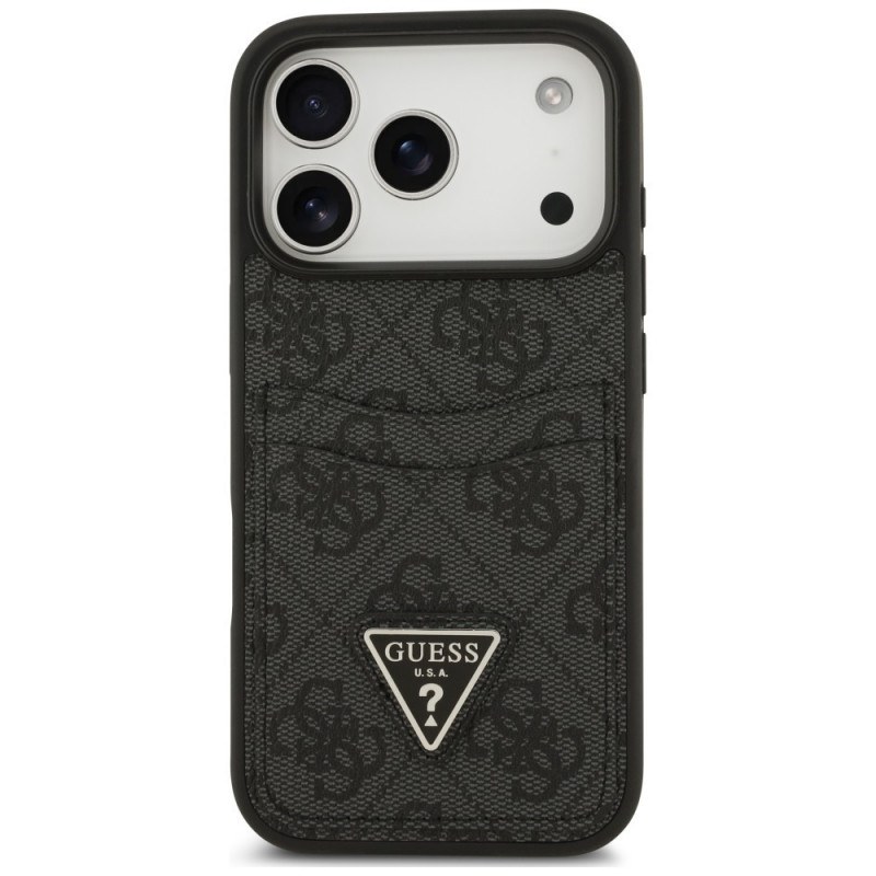Guess 4G Double Card Triangle -suojakotelo Apple iPhone 18 Pro / 17 Pro -puhelimelle, musta