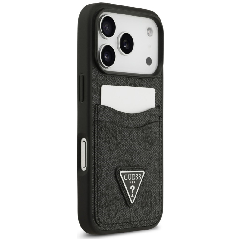 Guess 4G Double Card Triangle -suojakotelo Apple iPhone 18 Pro / 17 Pro -puhelimelle, musta