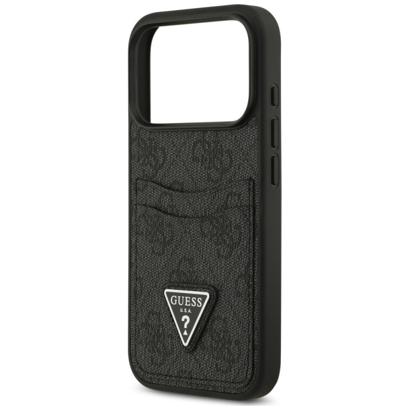 Guess 4G Double Card Triangle -suojakotelo Apple iPhone 18 Pro / 17 Pro -puhelimelle, musta