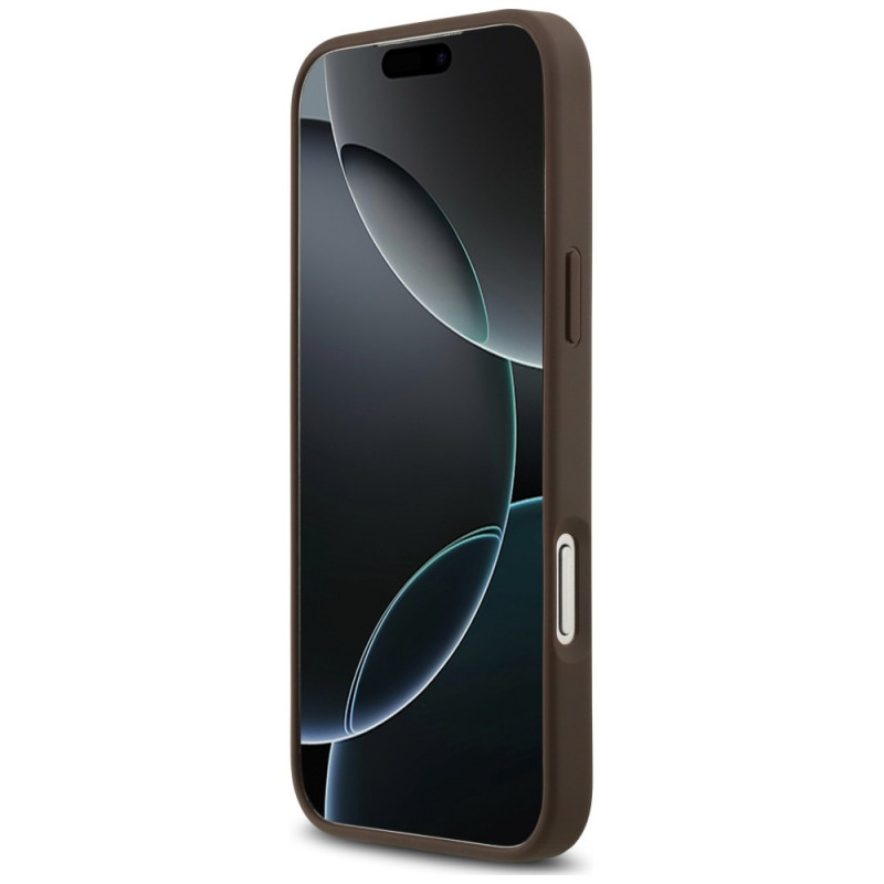 Guess 4G Double Card Triangle -suojakotelo Apple iPhone 18 Pro Max / 17 Pro Max -puhelimelle, ruskea