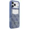 Guess 4G Double Card Triangle -suojakotelo Apple iPhone 18 Pro Max / 17 Pro Max -puhelimelle, sininen