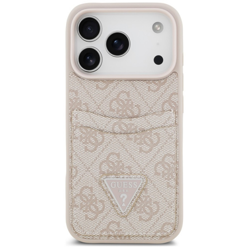 Guess 4G Double Card Triangle -suojakotelo Apple iPhone 18 Pro / 17 Pro -puhelimelle, pinkki