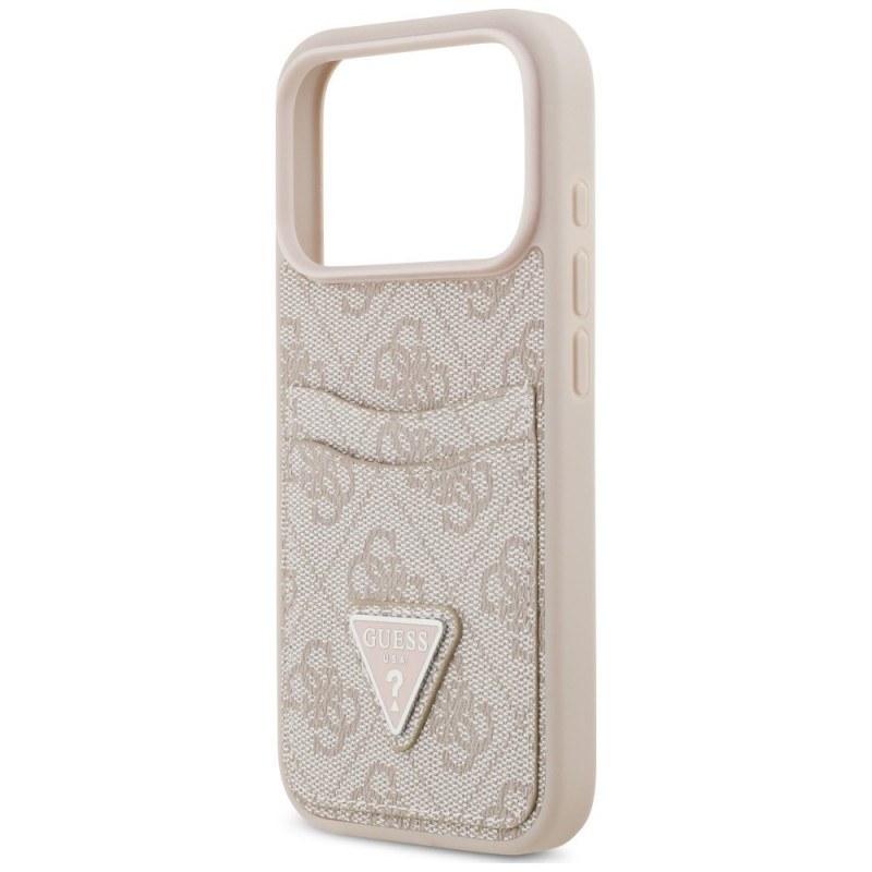 Guess 4G Double Card Triangle -suojakotelo Apple iPhone 18 Pro / 17 Pro -puhelimelle, pinkki
