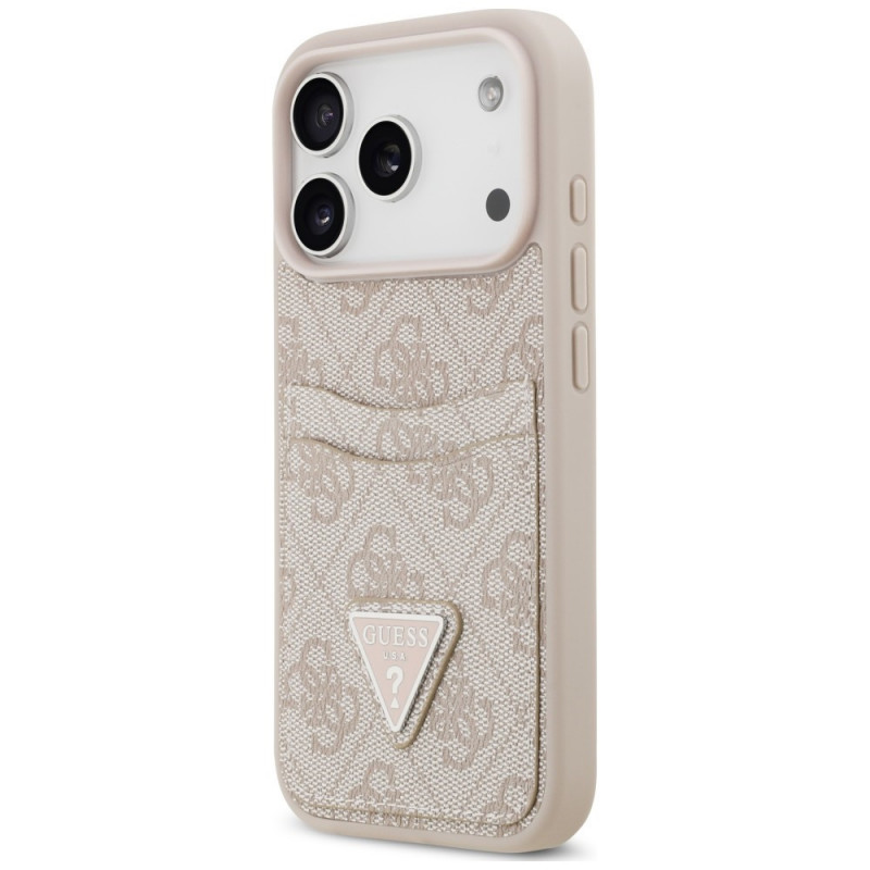 Guess 4G Double Card Triangle -suojakotelo Apple iPhone 18 Pro Max / 17 Pro Max -puhelimelle, pinkki