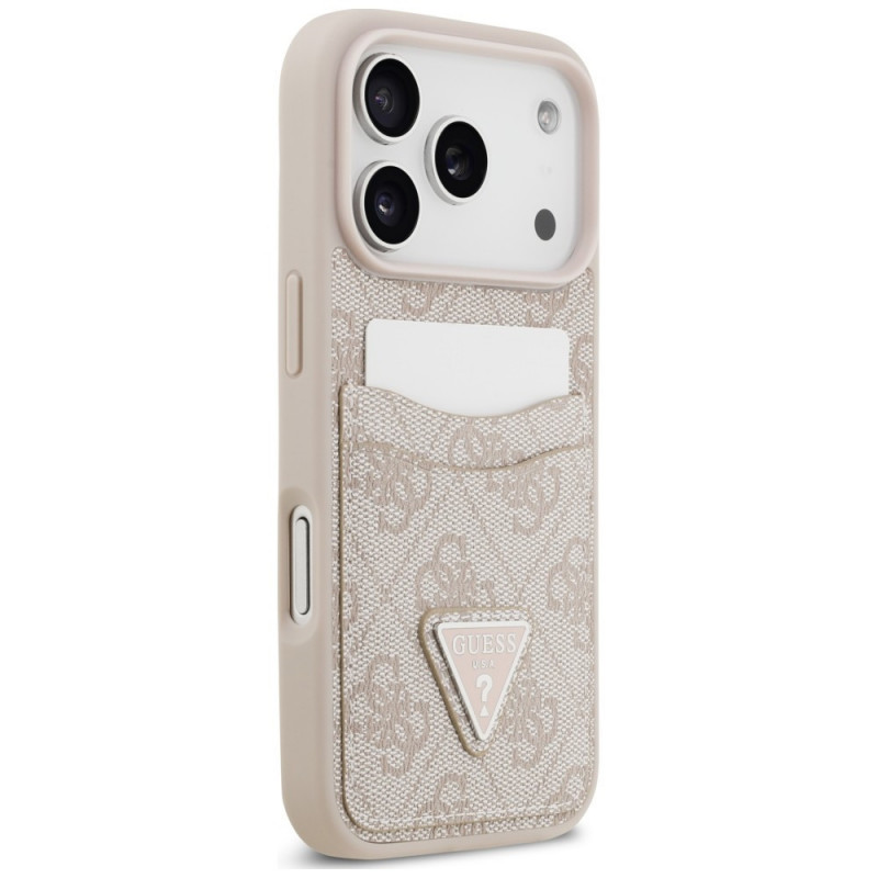 Guess 4G Double Card Triangle -suojakotelo Apple iPhone 18 Pro Max / 17 Pro Max -puhelimelle, pinkki