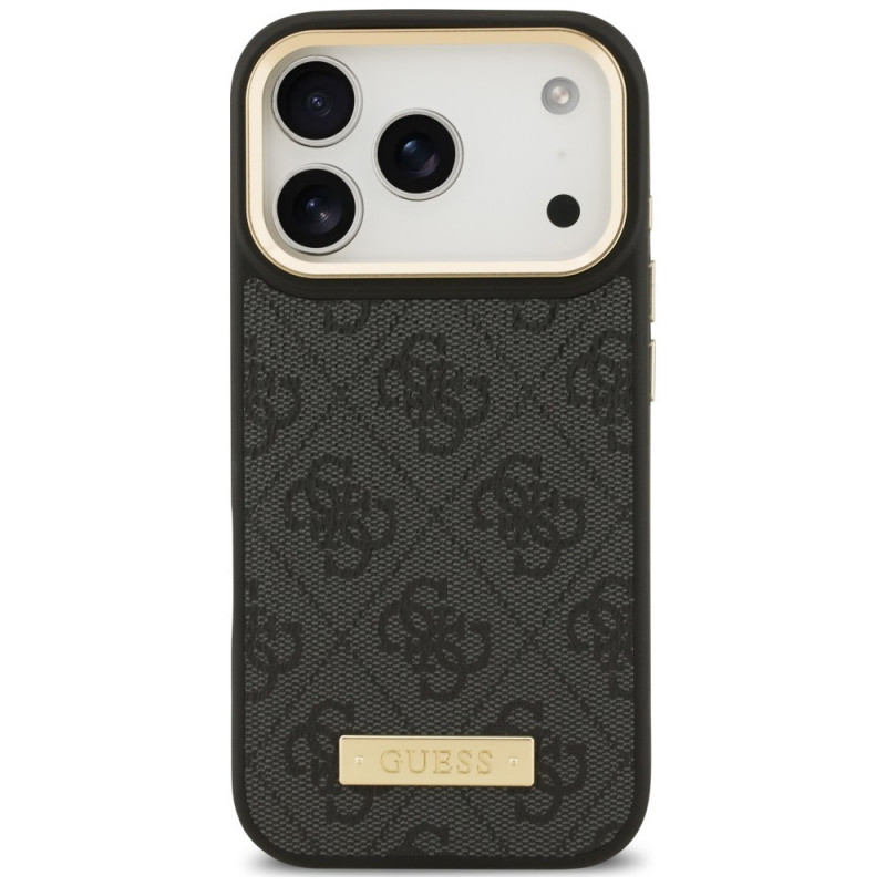 Guess 4G Logo Plate MagSafe -suojakotelo Apple iPhone 18 Pro / 17 Pro -puhelimelle, musta