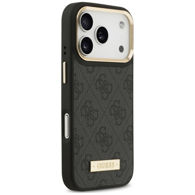Guess 4G Logo Plate MagSafe -suojakotelo Apple iPhone 18 Pro / 17 Pro -puhelimelle, musta