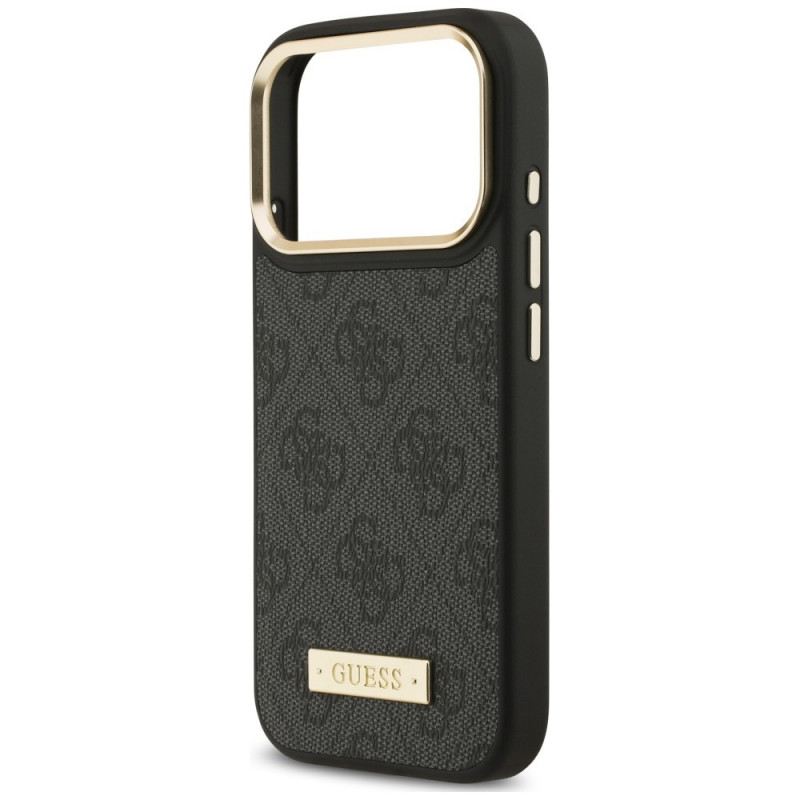 Guess 4G Logo Plate MagSafe -suojakotelo Apple iPhone 18 Pro / 17 Pro -puhelimelle, musta