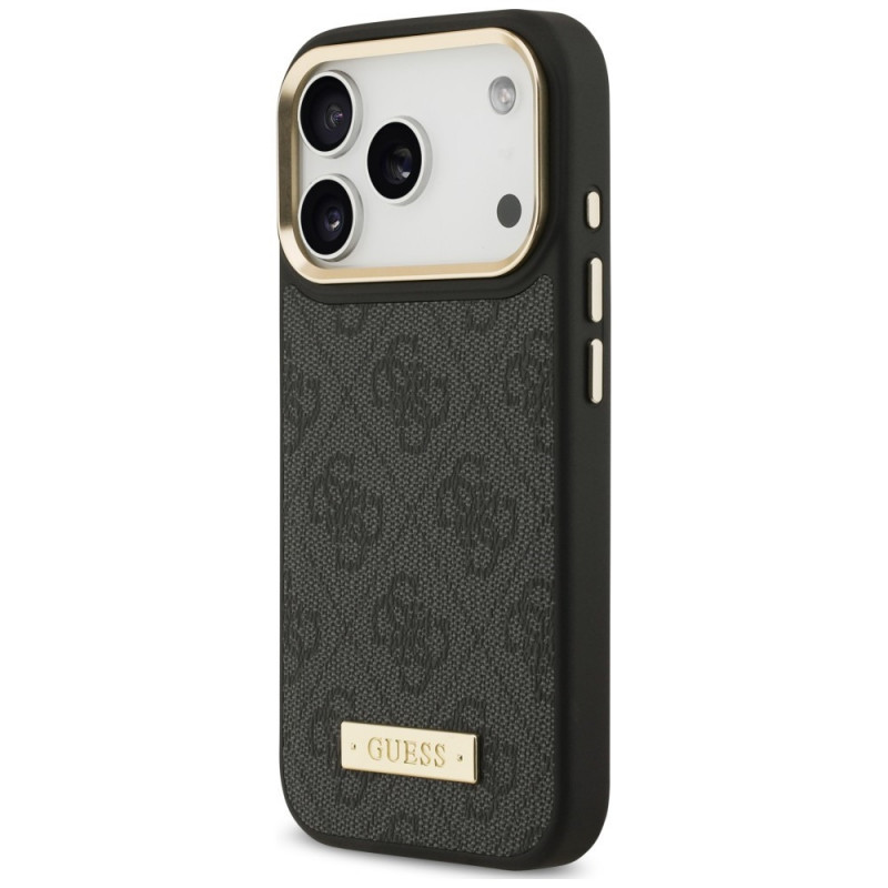 Guess 4G Logo Plate MagSafe -suojakotelo Apple iPhone 18 Pro Max / 17 Pro Max -puhelimelle, musta