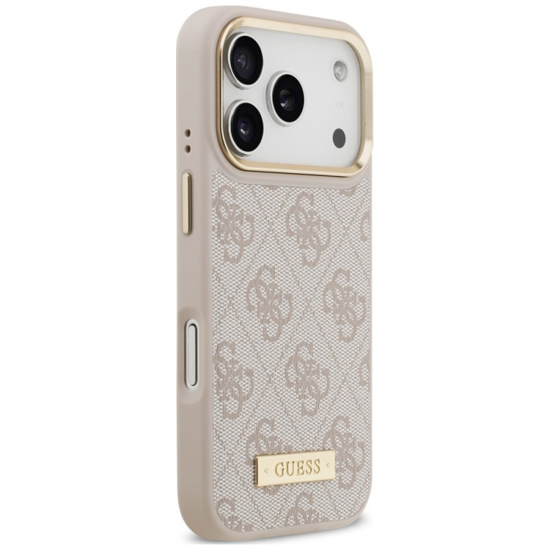 Guess 4G Logo Plate MagSafe -suojakotelo Apple iPhone 18 Pro / 17 Pro -puhelimelle, pinkki