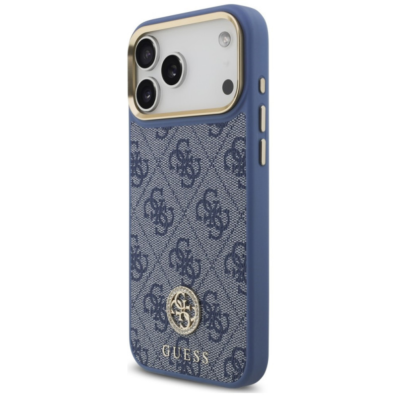 Guess 4G Strass Logo MagSafe -suojakotelo Apple iPhone 18 Pro Max / 17 Pro Max -puhelimelle, sininen
