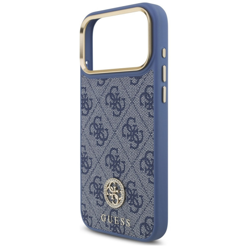 Guess 4G Strass Logo MagSafe -suojakotelo Apple iPhone 18 Pro Max / 17 Pro Max -puhelimelle, sininen